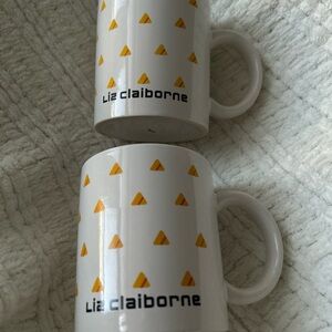 Vintage 1980s Liz Claiborne Logo Coffee Tea Mug Set Of 2